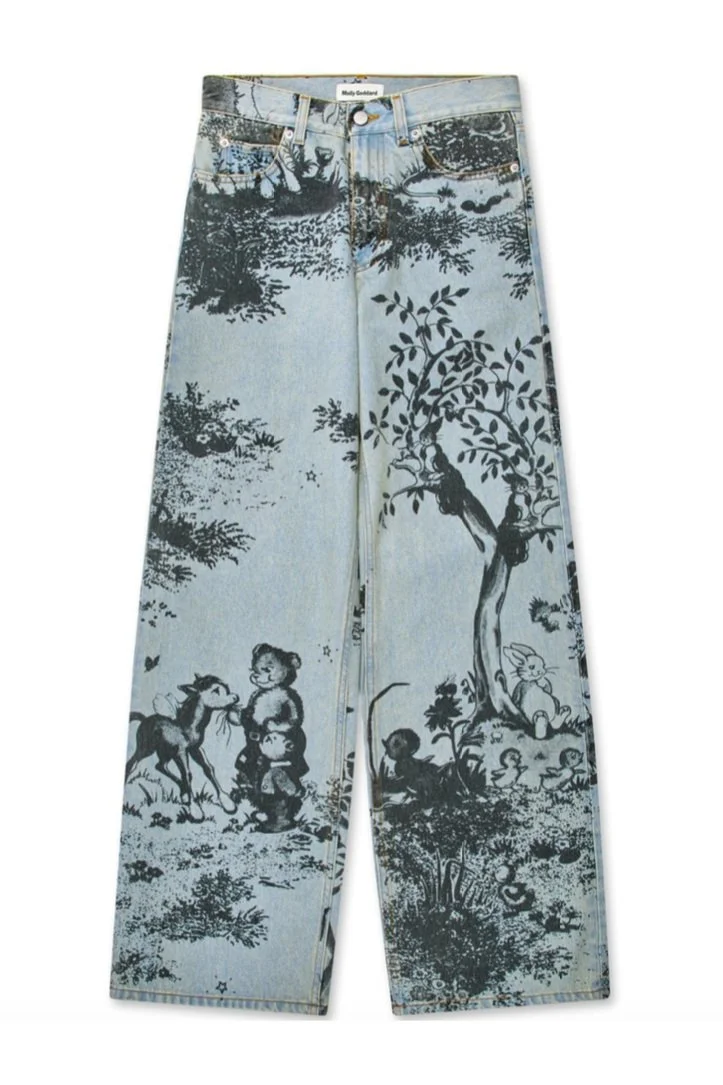 molly goddard 花柄　デニム Molly Goddard Floral Printed Denim Jeans Blue Wash Size 26